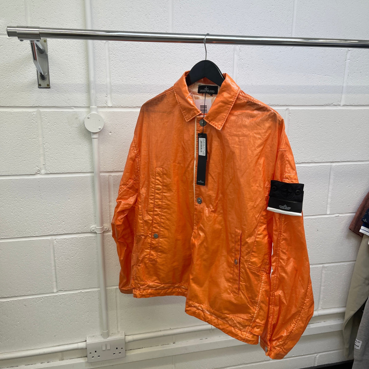 Men's Glass Linen-TC Windbreaker Orange Size M - Photo 8