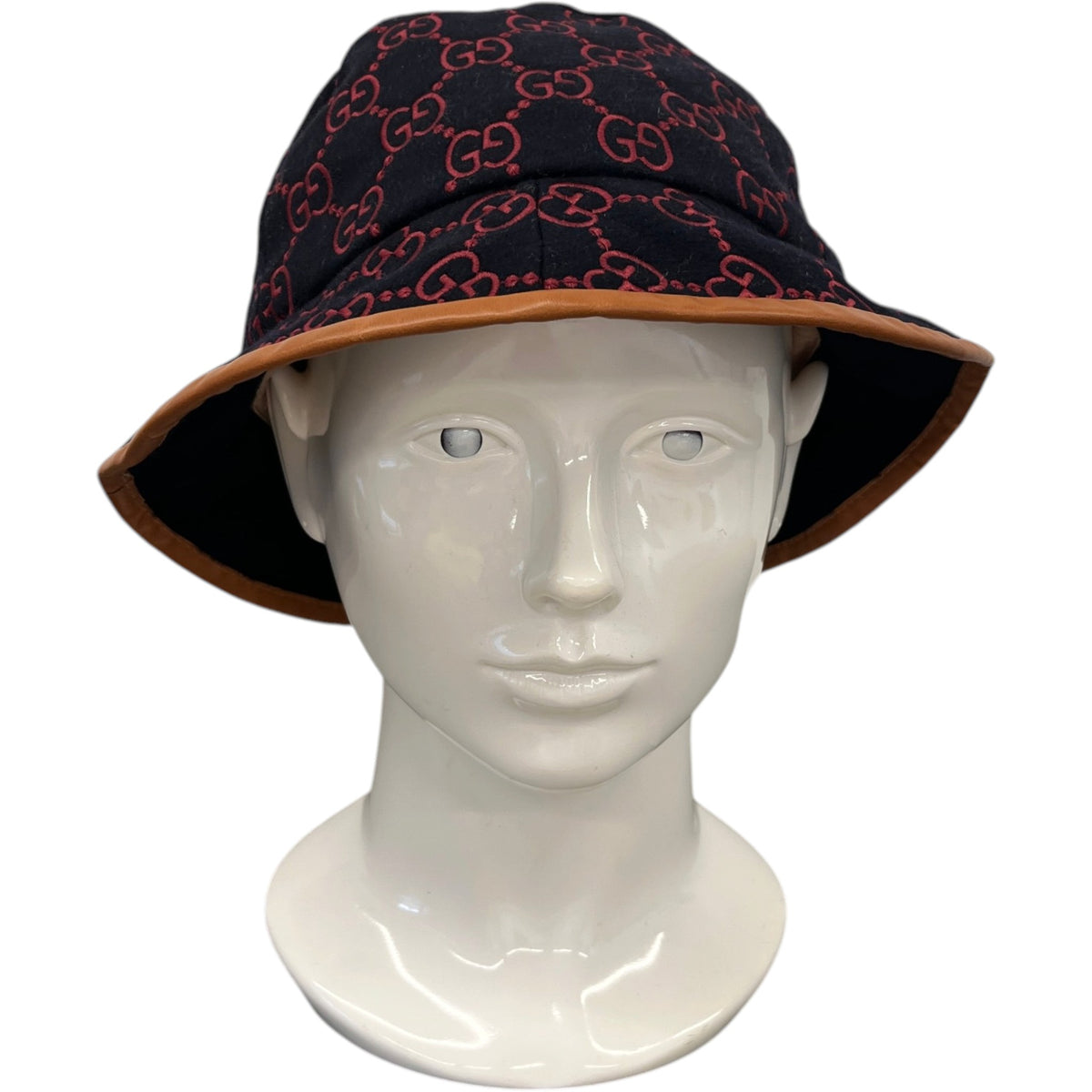 Women's GG Embroidered Bucket Hat Navy Size M - Photo 2