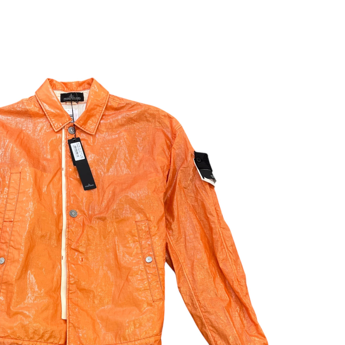 Men's Glass Linen-TC Windbreaker Orange Size M - Photo 3