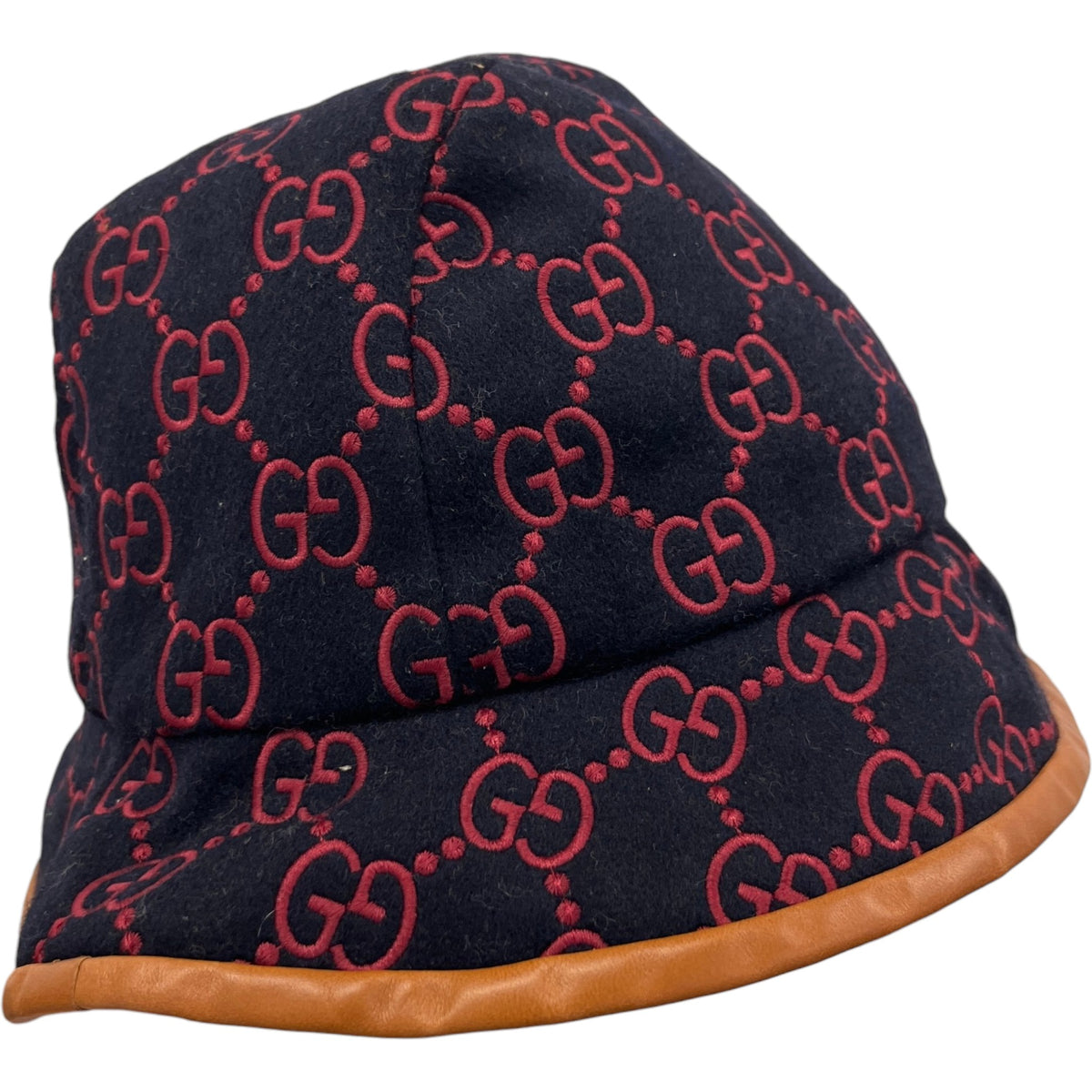 Women's GG Embroidered Bucket Hat Navy Size M - Photo 4