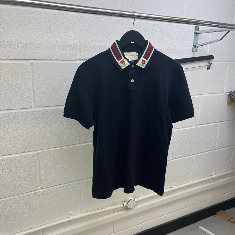 Men's Tiger Patch Web Polo Shirt Navy Size L