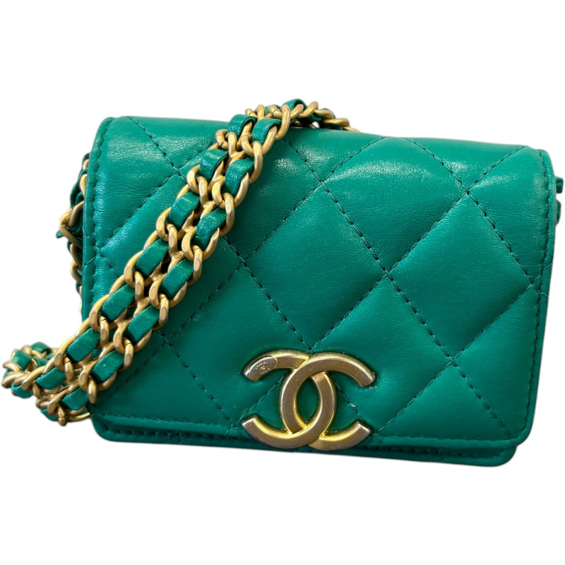 Women's Lambskin Cc Micro Clutch With Chain Bag Green