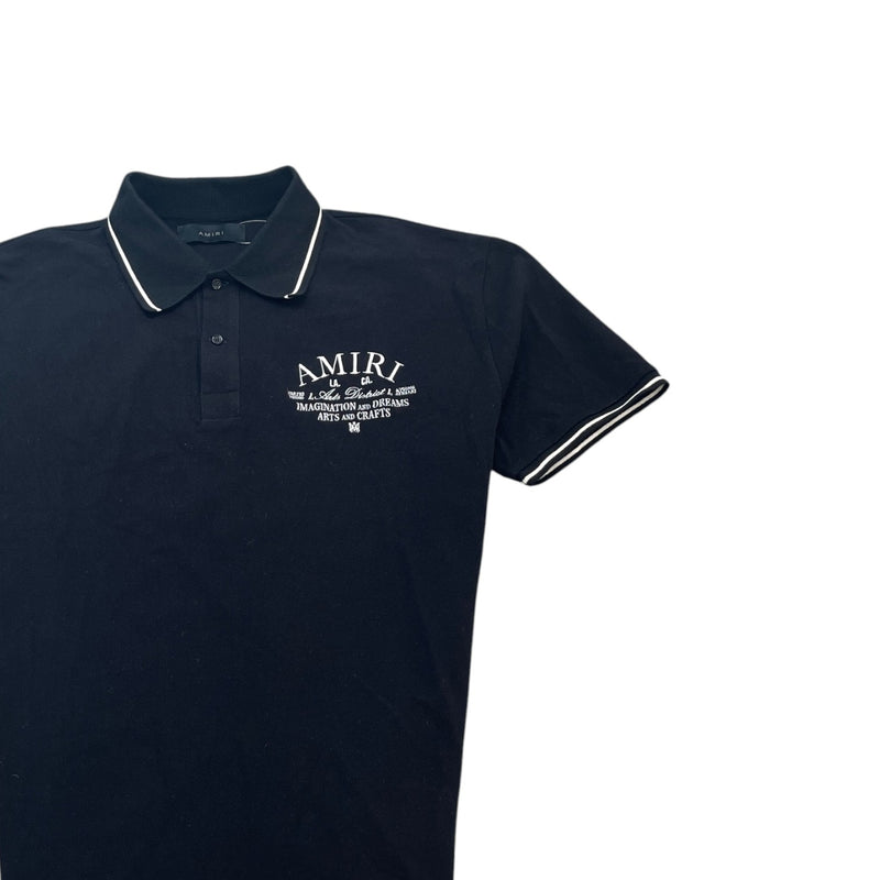 Men's Embroidered Logo Polo Shirt Black Size L
