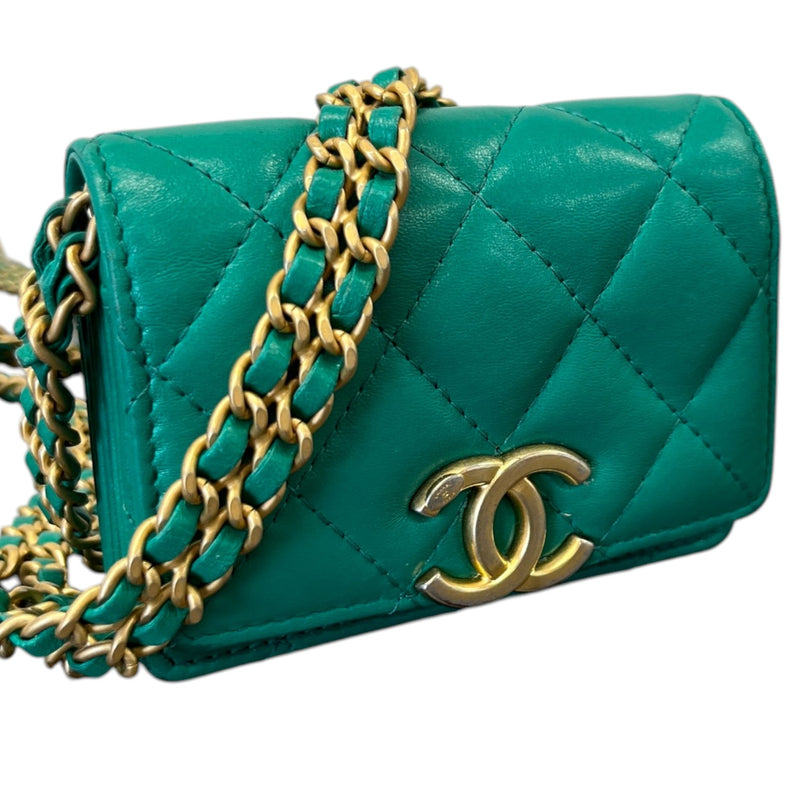 Women's Lambskin Cc Micro Clutch With Chain Bag Green