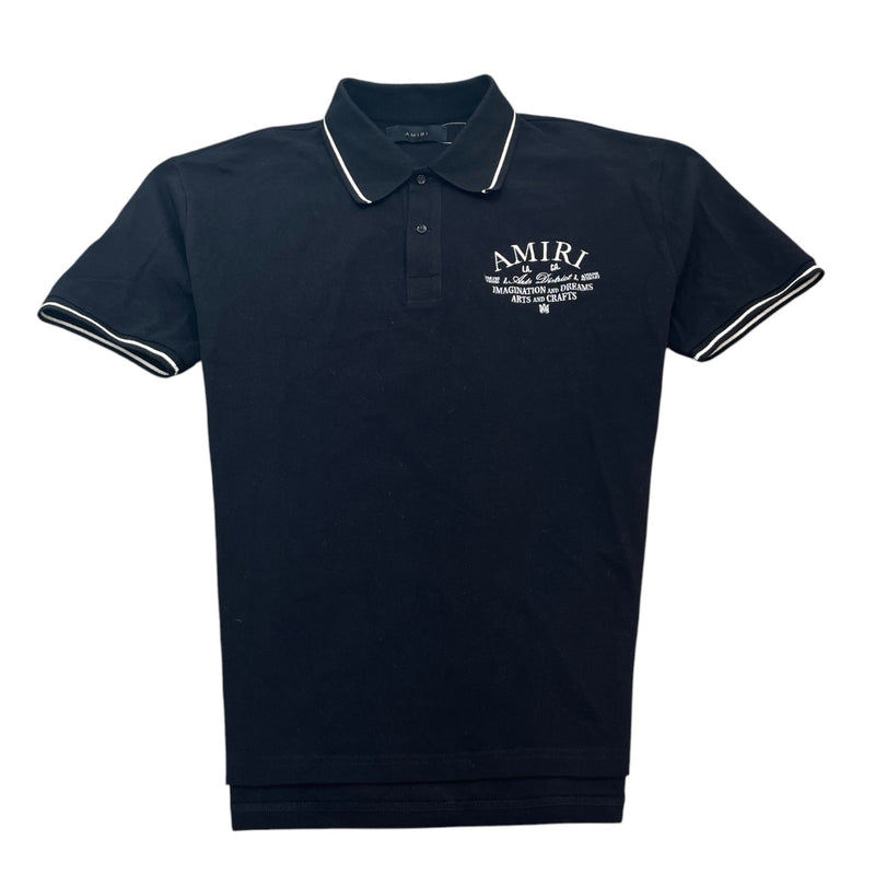 Men's Embroidered Logo Polo Shirt Black Size L