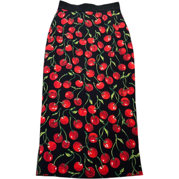 Women's cherry print midi Skirts Black Size XXS / UK 4