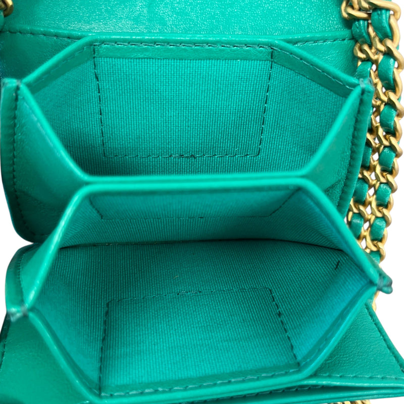 Women's Lambskin Cc Micro Clutch With Chain Bag Green
