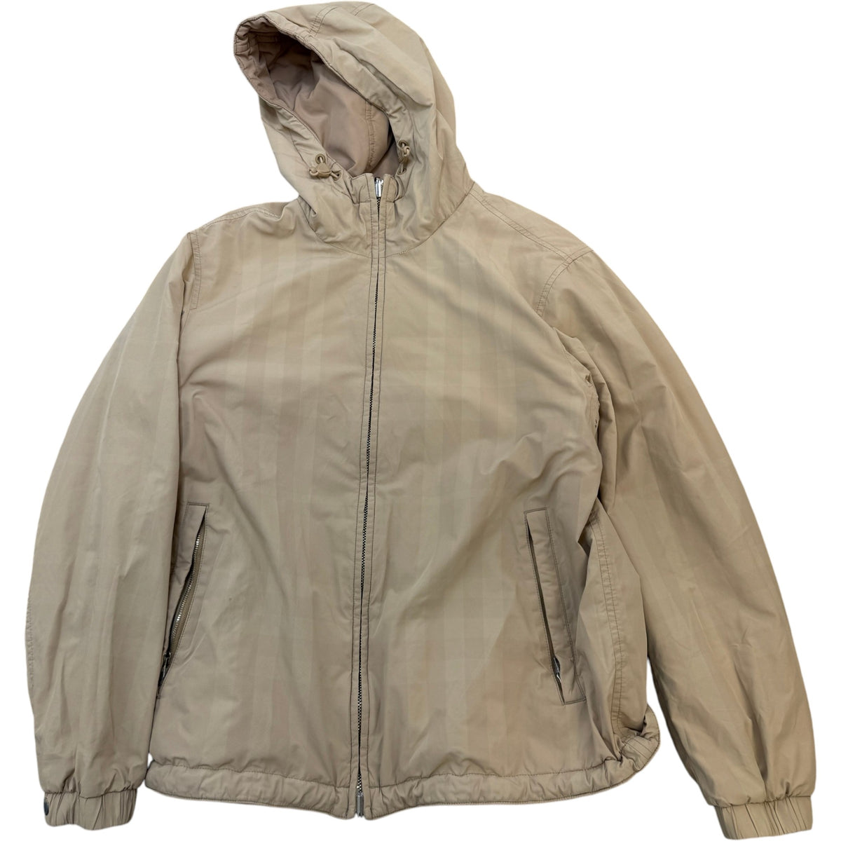 Men's Stanford Reversible Check Windbreaker Beige Size S - Photo 2