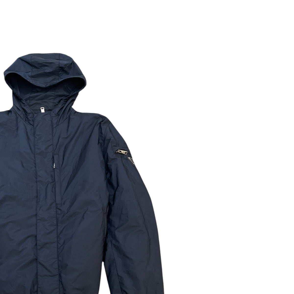 Men's Nylon Milano Logo Plaque Windbreaker Navy Size S - Photo 3