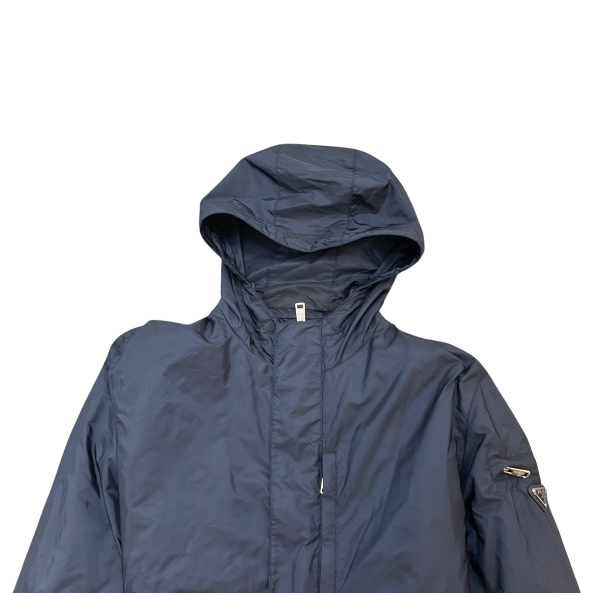 Men's Nylon Milano Logo Plaque Windbreaker Navy Size S - Photo 5