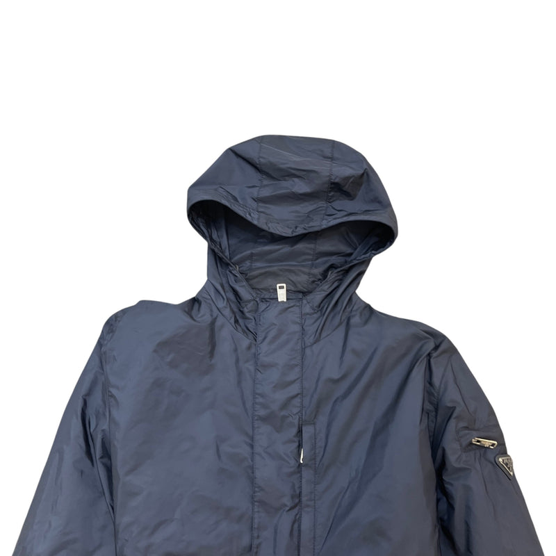 Men's Nylon Milano Logo Plaque Windbreaker Navy Size S