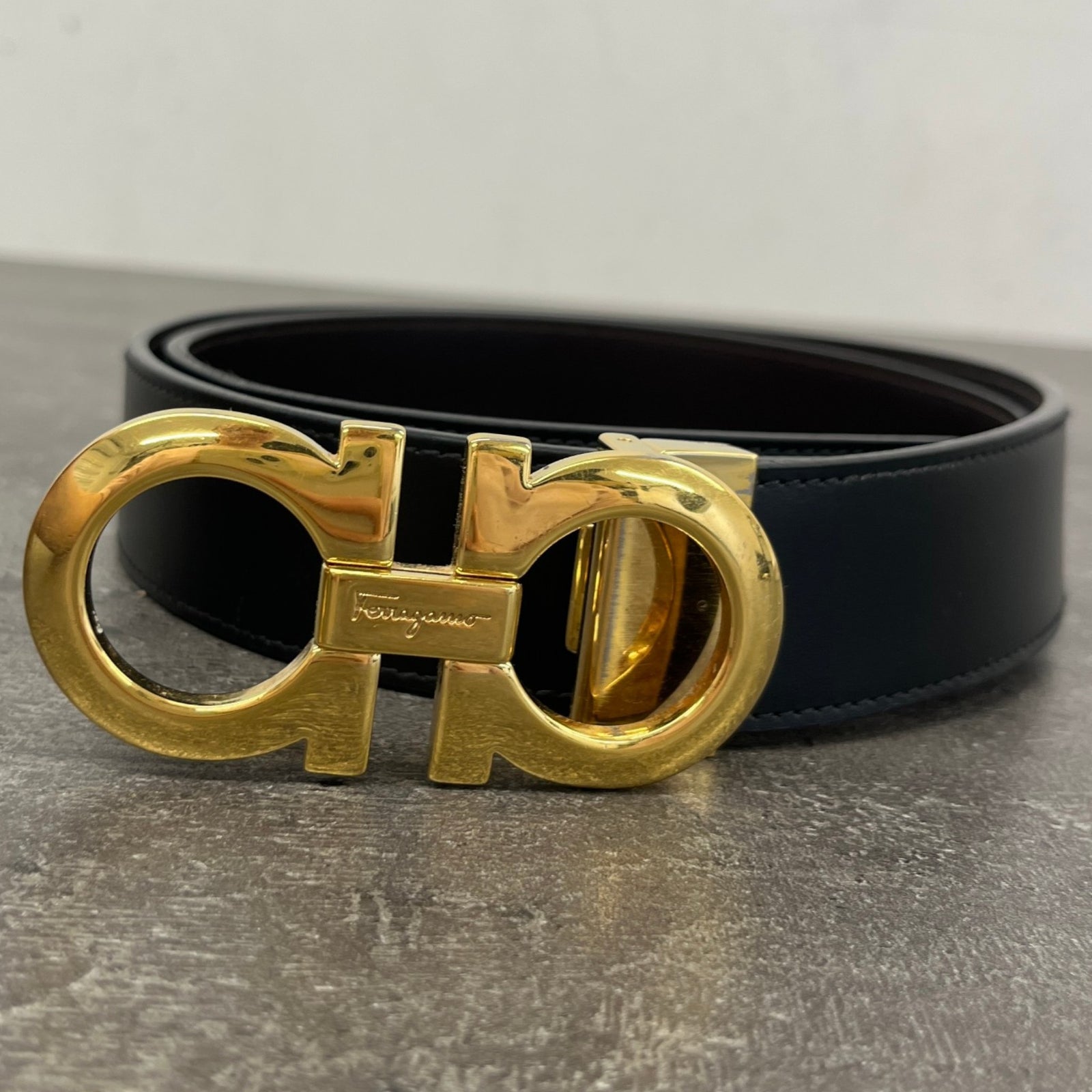 Men's Reversible and Adjustable Gancini Belt Black Size 32" - Photo 8