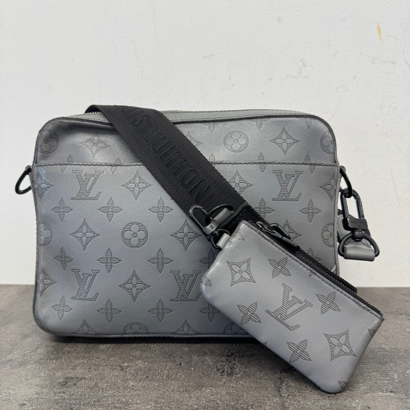 Men's Monogram Shadow Duo Messenger Bag Grey