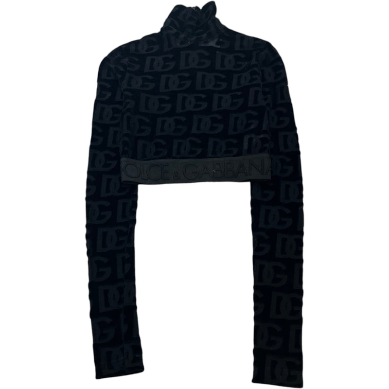 Women's Laser Cut Dg Logo Pattern Top Black Size XS