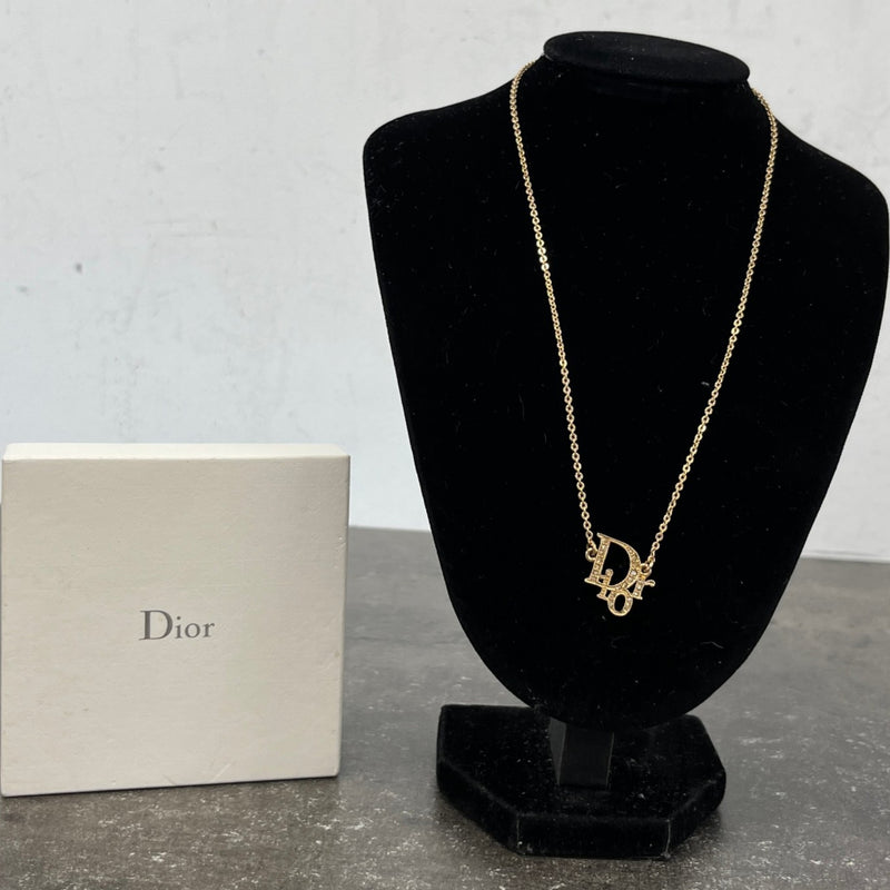 Women's Oblique Crystal Necklace Gold