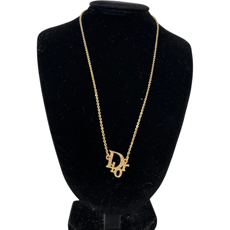 Women's Oblique Crystal Necklace Gold