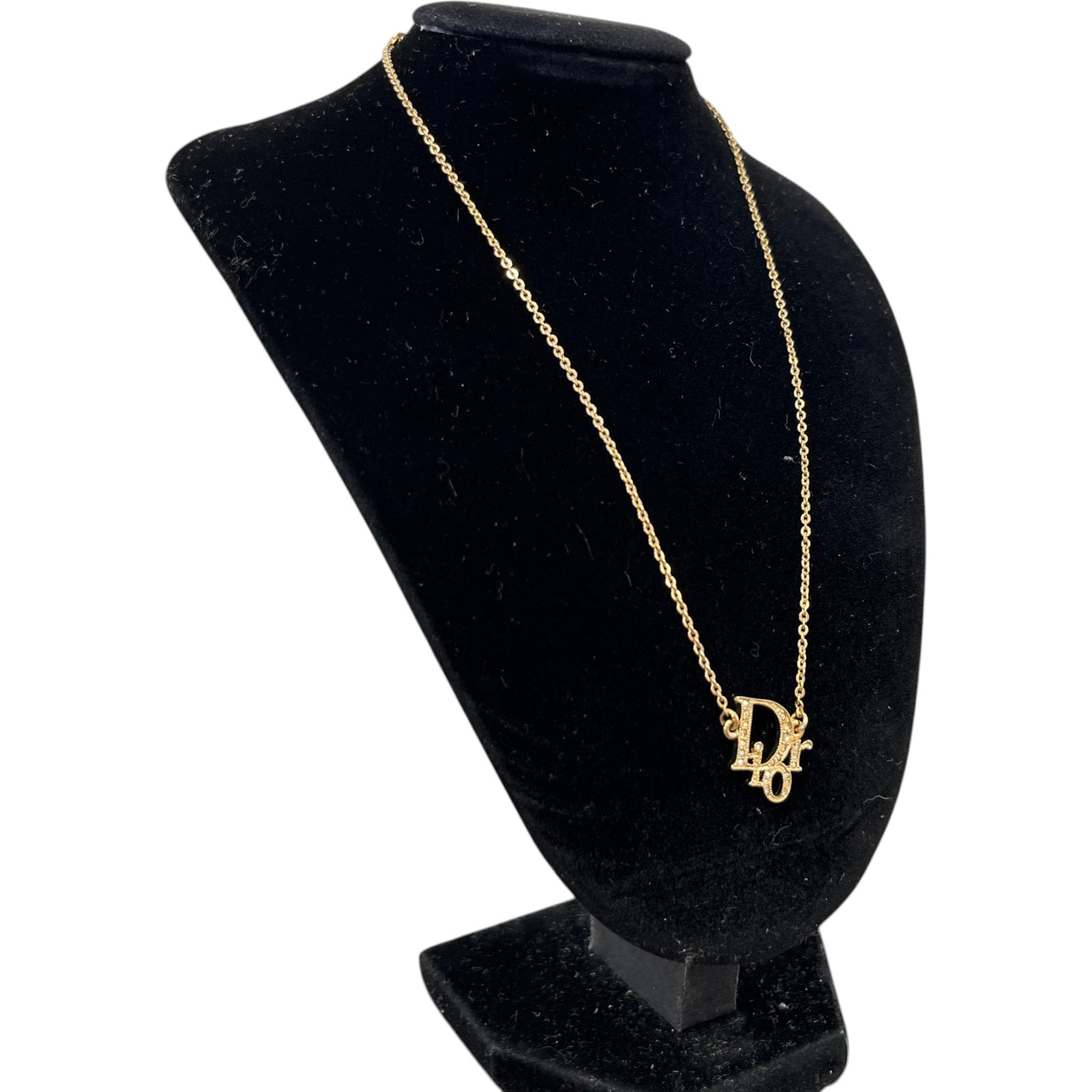 Women's Oblique Crystal Necklace Gold - Photo 3