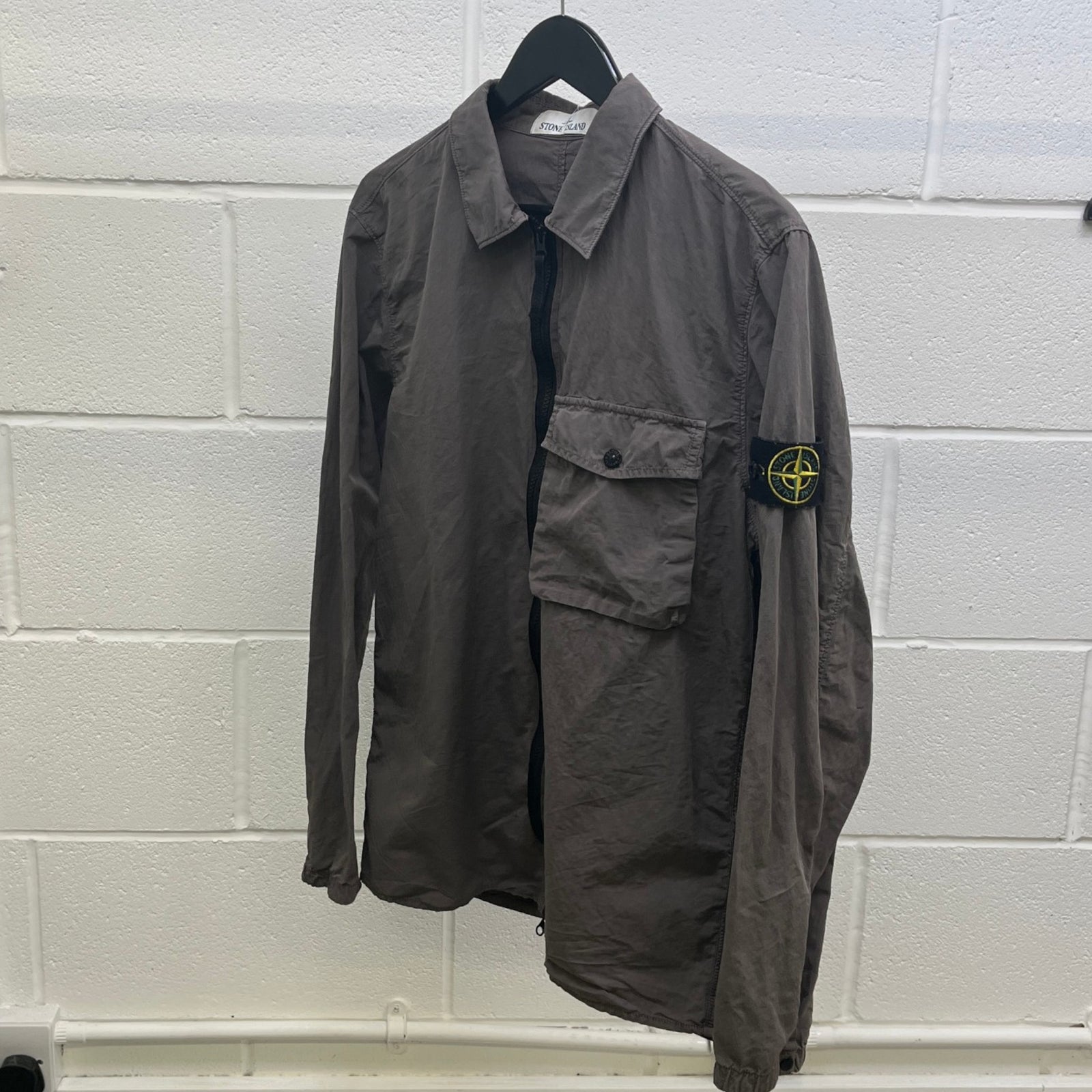 Men's Applique Logo Jacket Grey Size L - Photo 10
