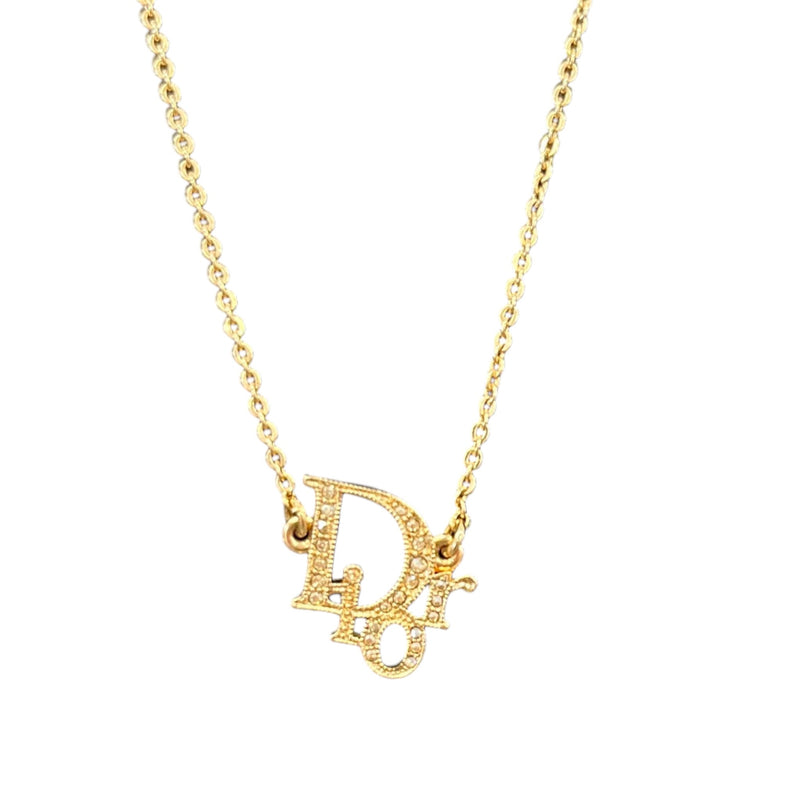Women's Oblique Crystal Necklace Gold