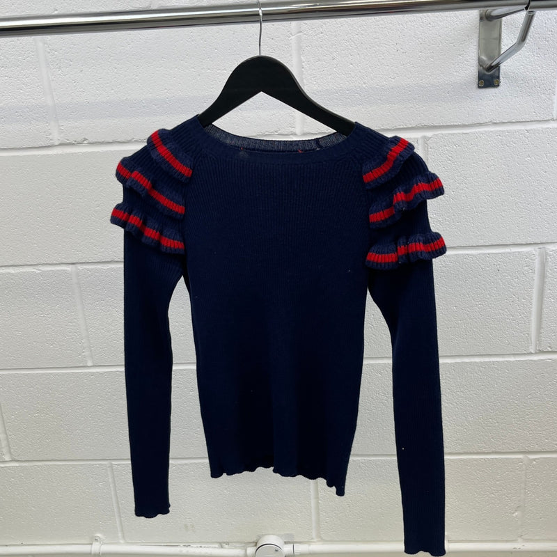 Women's Ruffle Trim Jumper Navy Size XS