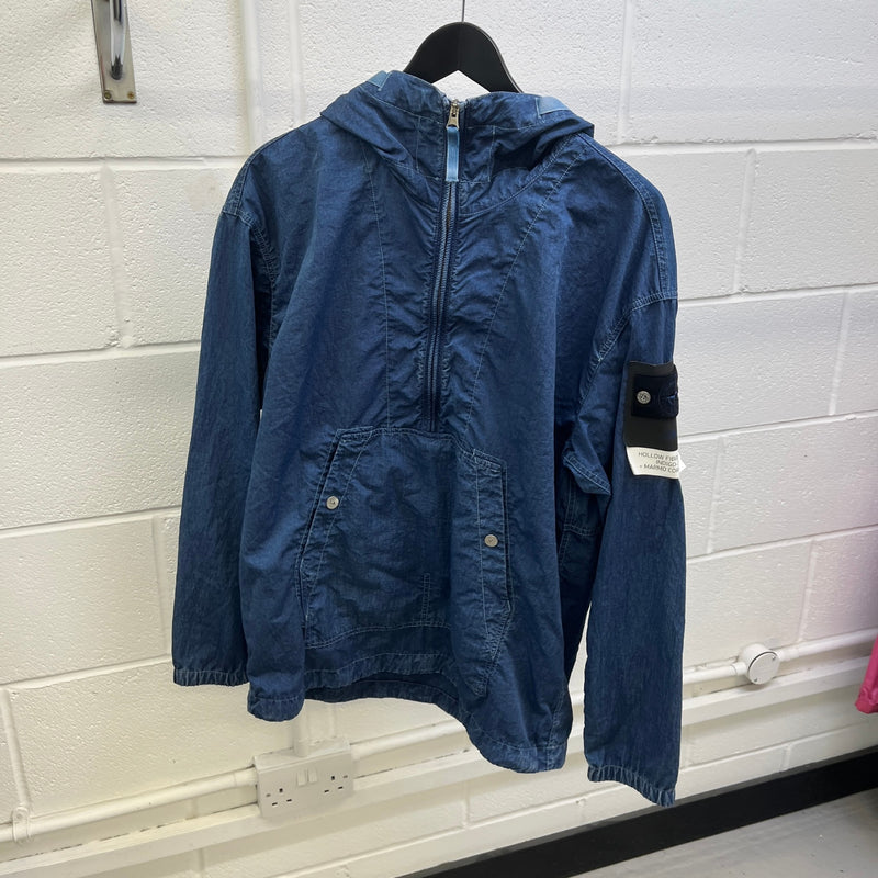 Men's Applique Logo Quater Zip Jacket Blue Size S
