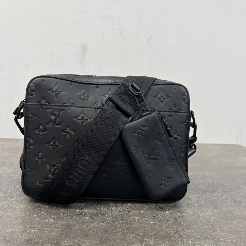 Men's Monogram Shadow Duo Messenger Bag Black