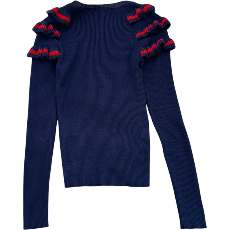 Women's Ruffle Trim Jumper Navy Size XS