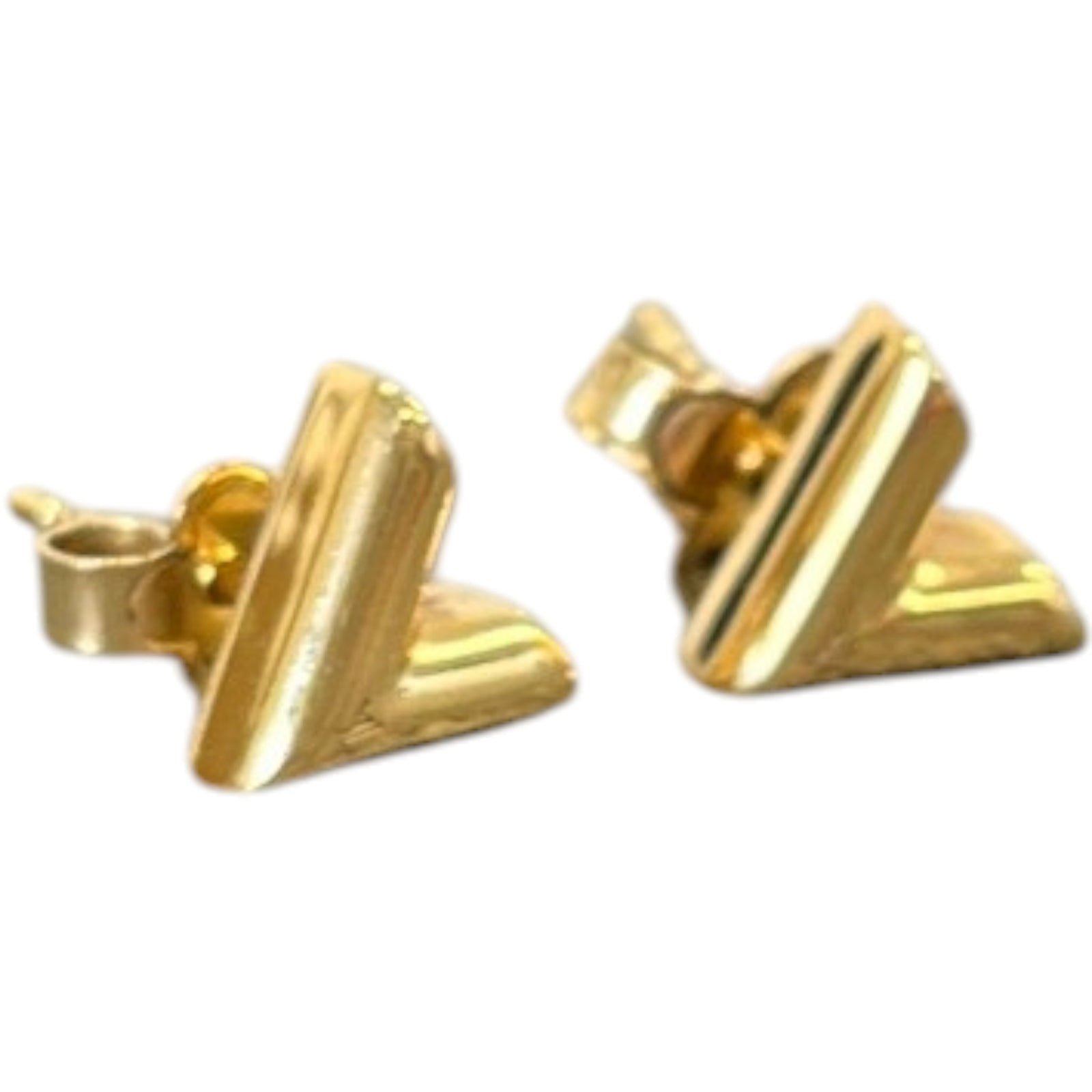 Women's Essential V Stud Earrings Gold - Photo 2