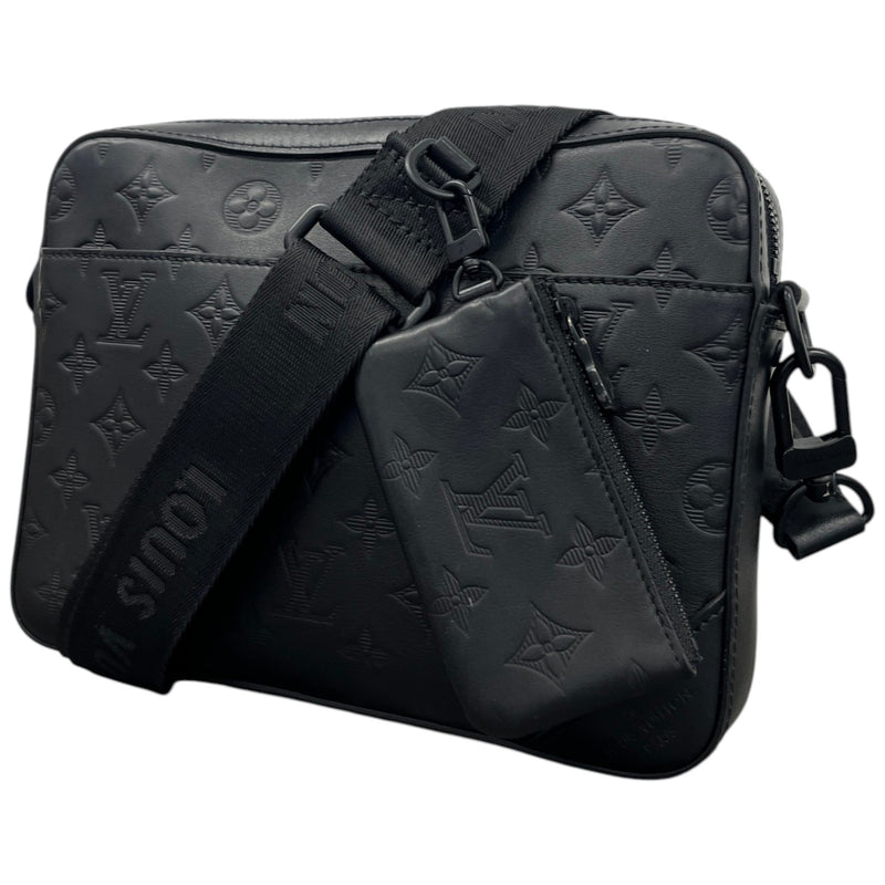 Men's Monogram Shadow Duo Messenger Bag Black