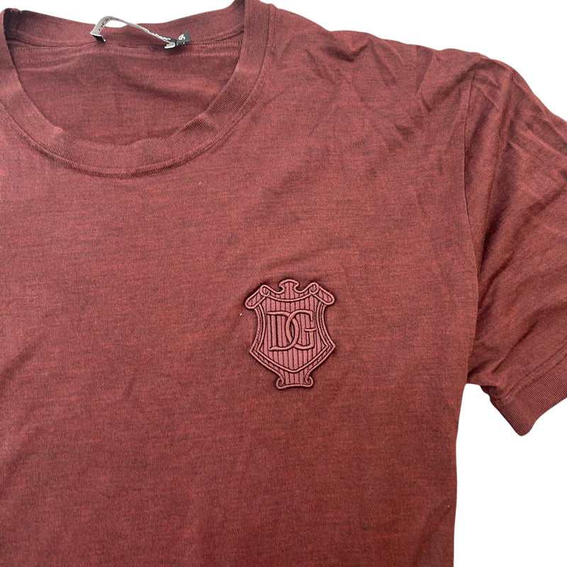Men's Logo Patch T-Shirt Burgundy Size XL