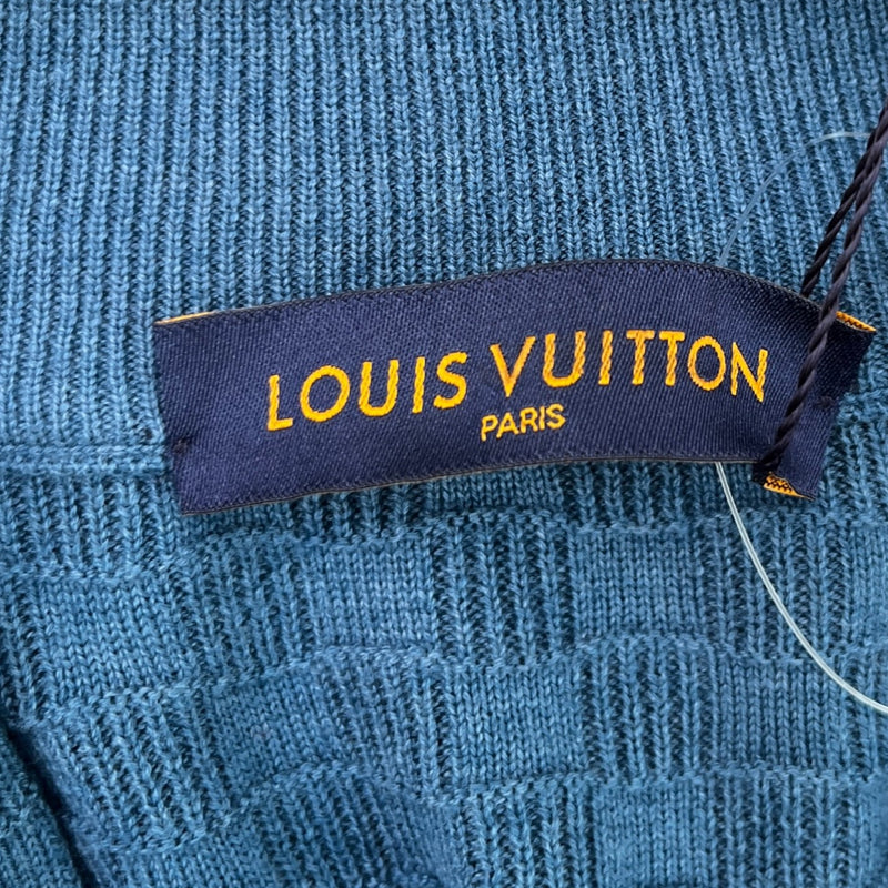 Men's Damier Signature Zip Through Jumper Blue Size XXL