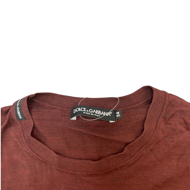 Men's Logo Patch T-Shirt Burgundy Size XL