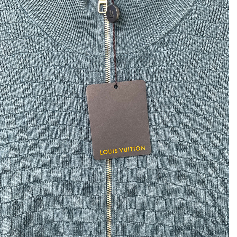 Men's Damier Signature Zip Through Jumper Blue Size XXL