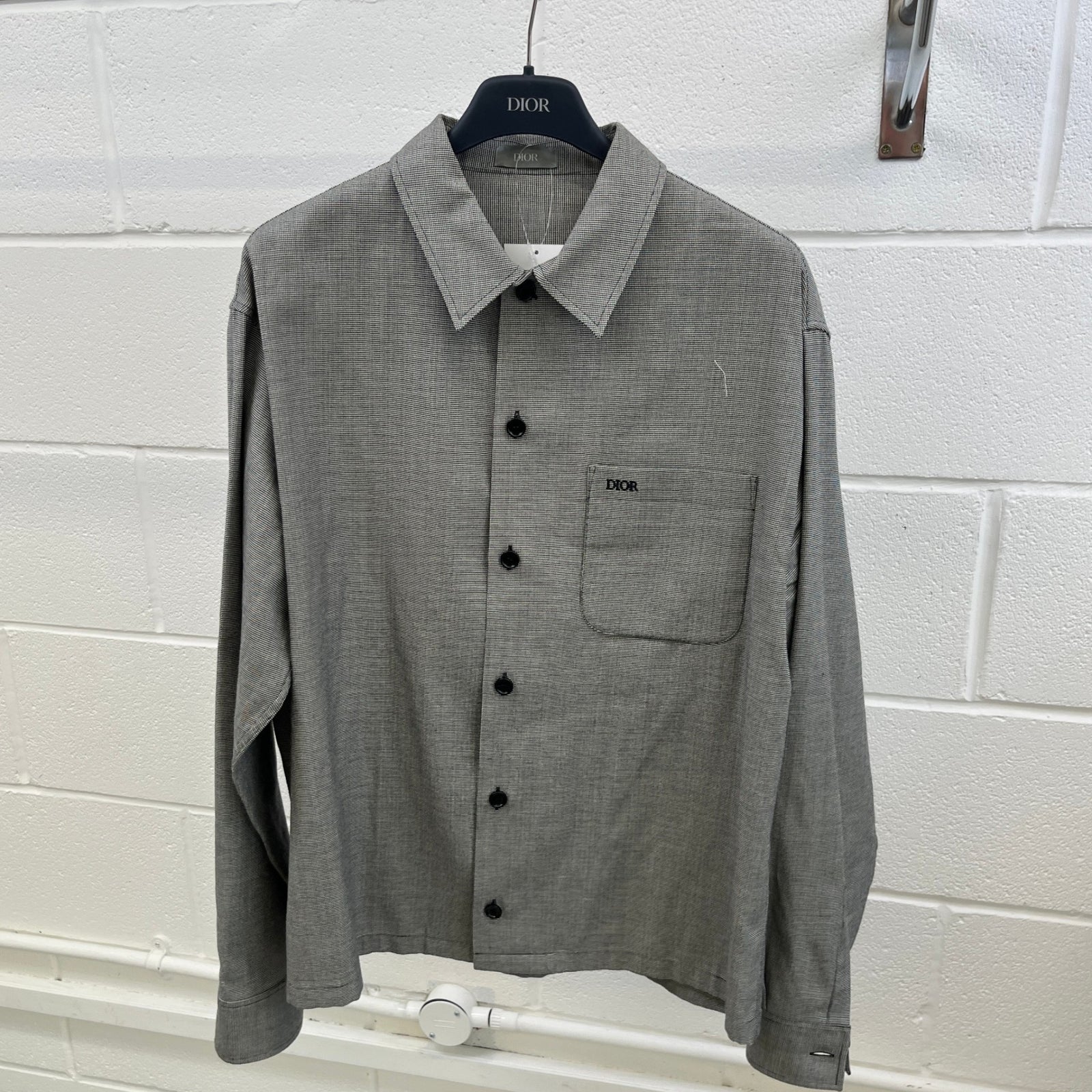 Dior Men's Homme Patterned Long Sleeve Shirt Grey Size S - Photo 8