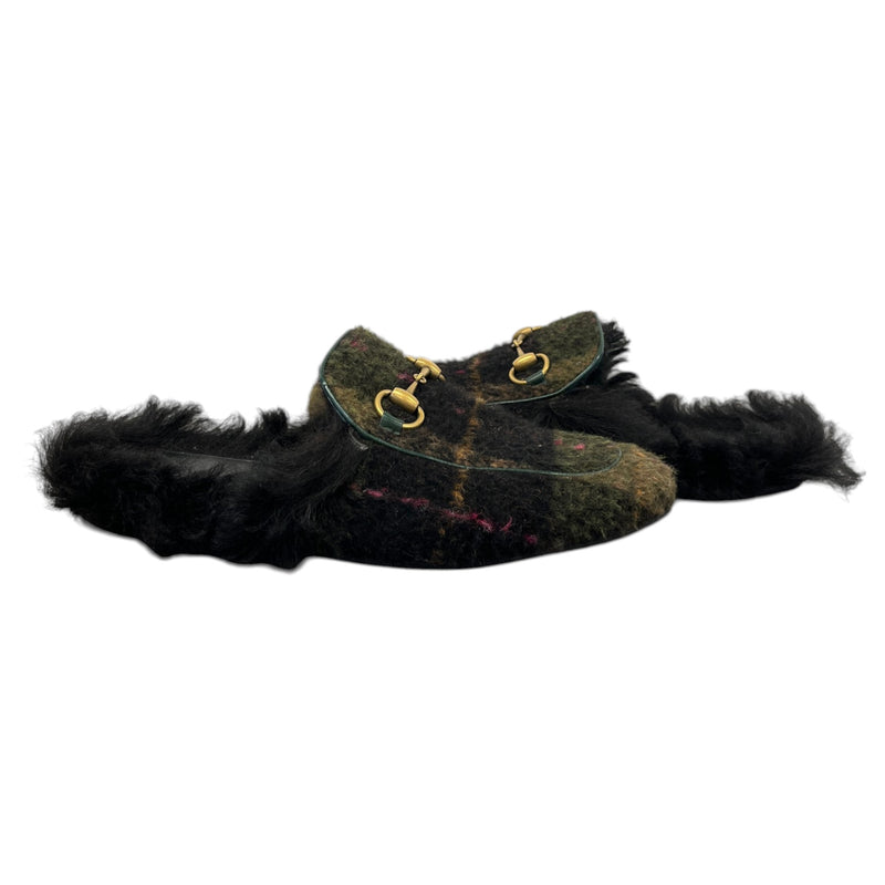 Men's Princetown Tartan Mules Khaki Size UK 6.5 / EU 40.5