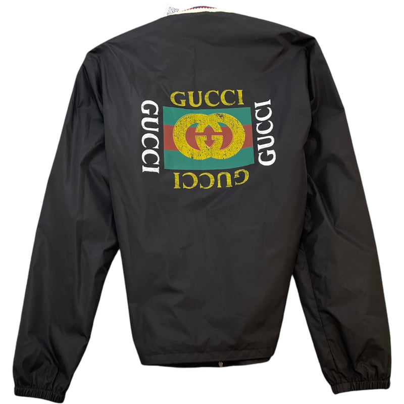 Men's Logo Print Windbreaker Black Size L