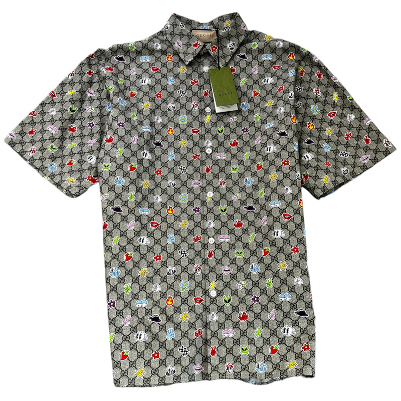 Men's Gg Supreme Shirt Beige Size IT 50 / UK L