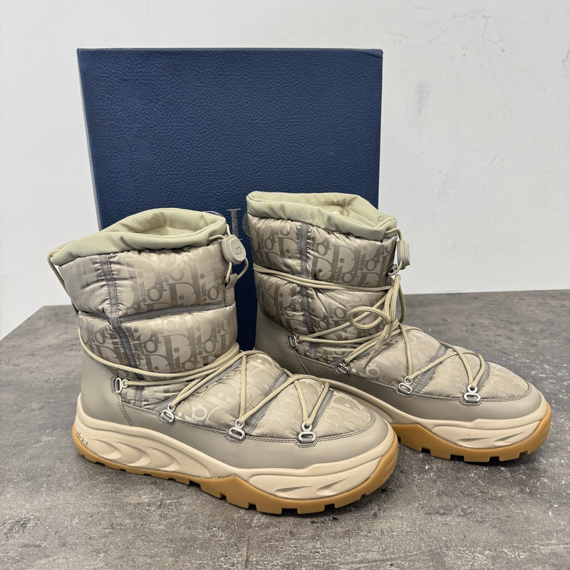 Men's Oblique Nylon Snow Boots Beige Size EU 43 / UK 9