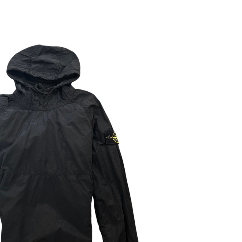 Men's Applique Logo Hooded Smock Windbreaker Black Size S