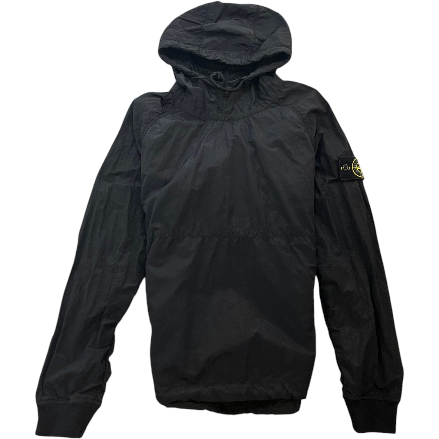Men's Applique Logo Hooded Smock Windbreaker Black Size S - Photo 1