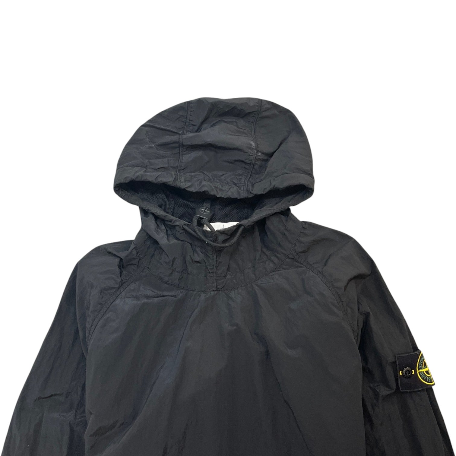 Men's Applique Logo Hooded Smock Windbreaker Black Size S - Photo 5