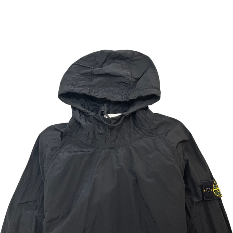 Men's Applique Logo Hooded Smock Windbreaker Black Size S