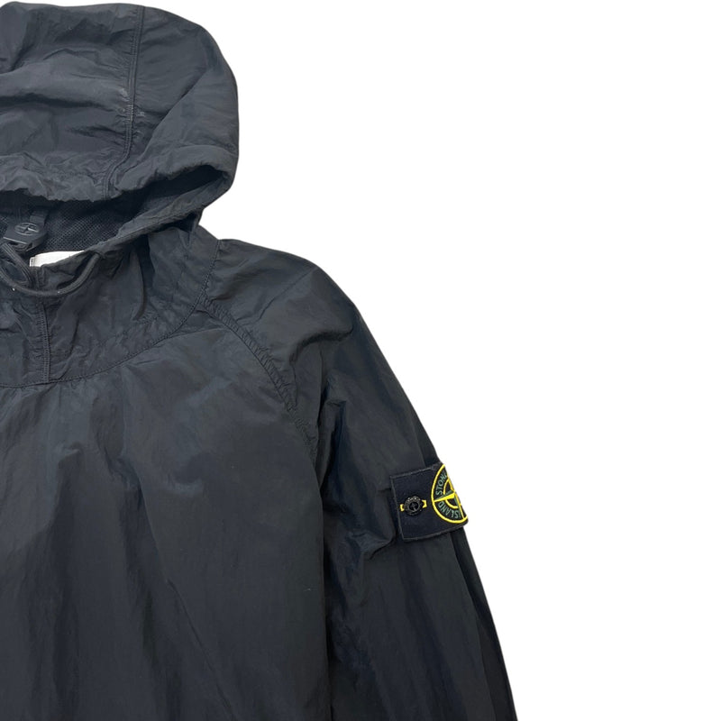 Men's Applique Logo Hooded Smock Windbreaker Black Size S