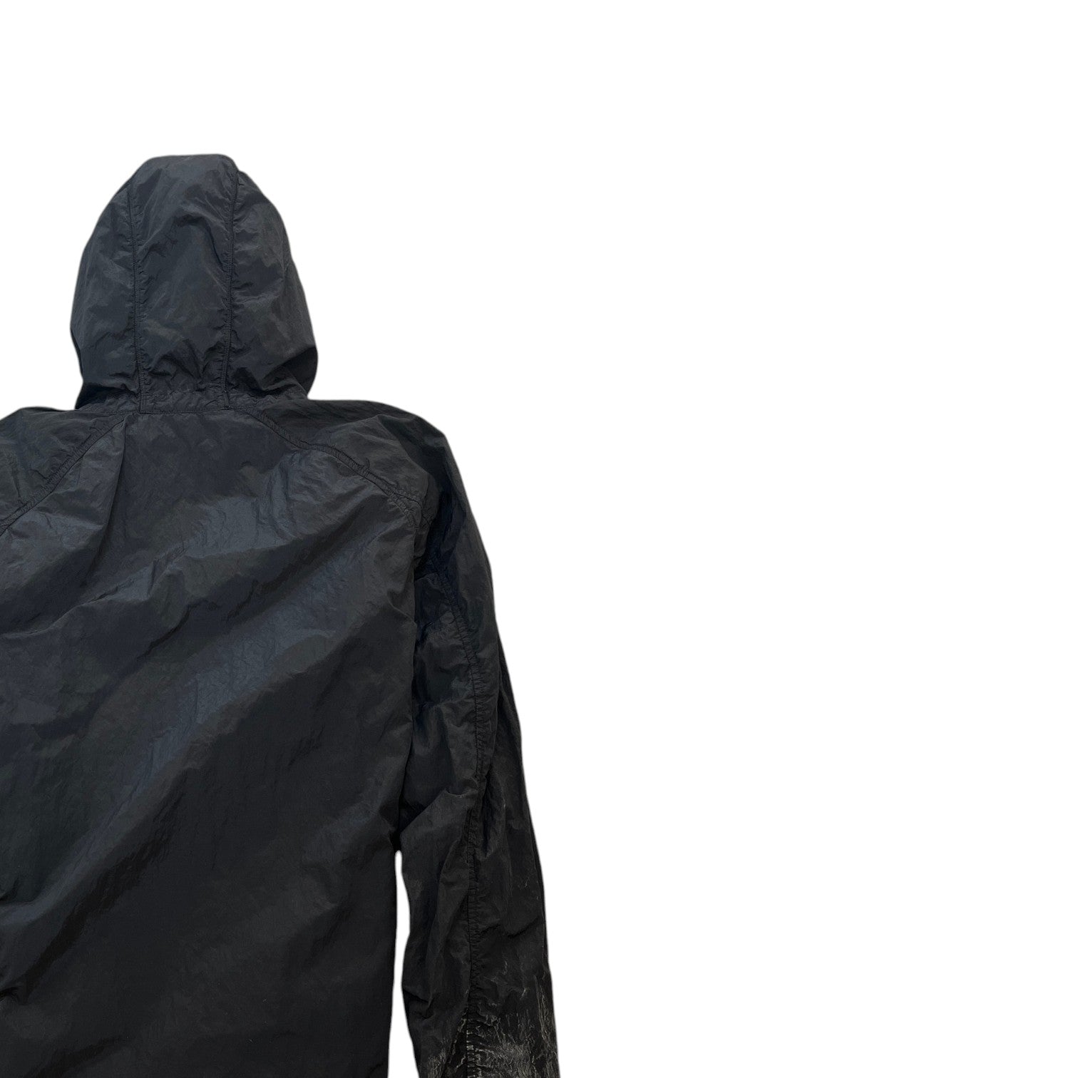 Men's Applique Logo Hooded Smock Windbreaker Black Size S - Photo 4