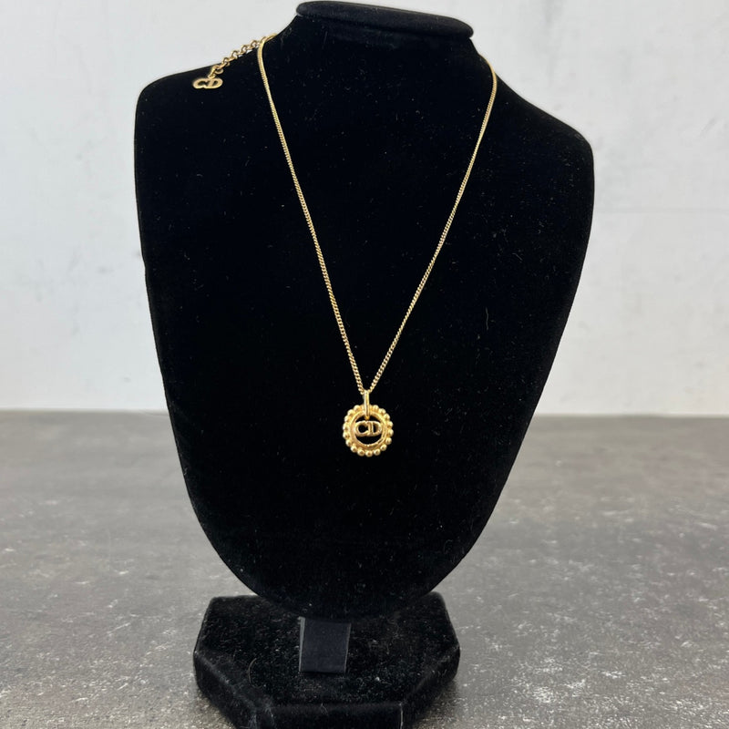Women's CD Logo Pendant Necklace Gold