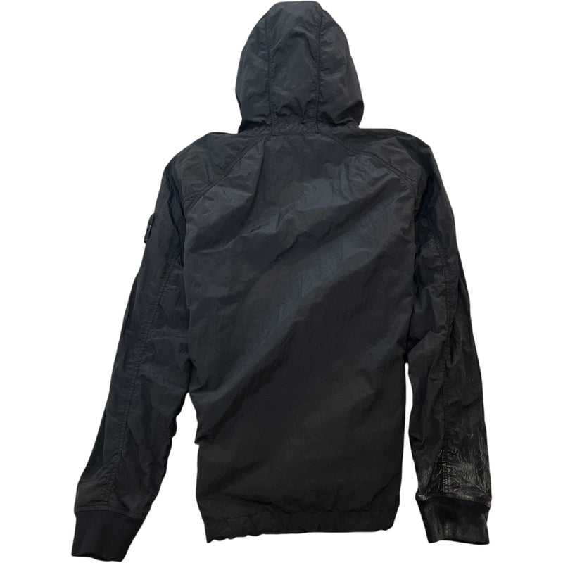 Men's Applique Logo Hooded Smock Windbreaker Black Size S