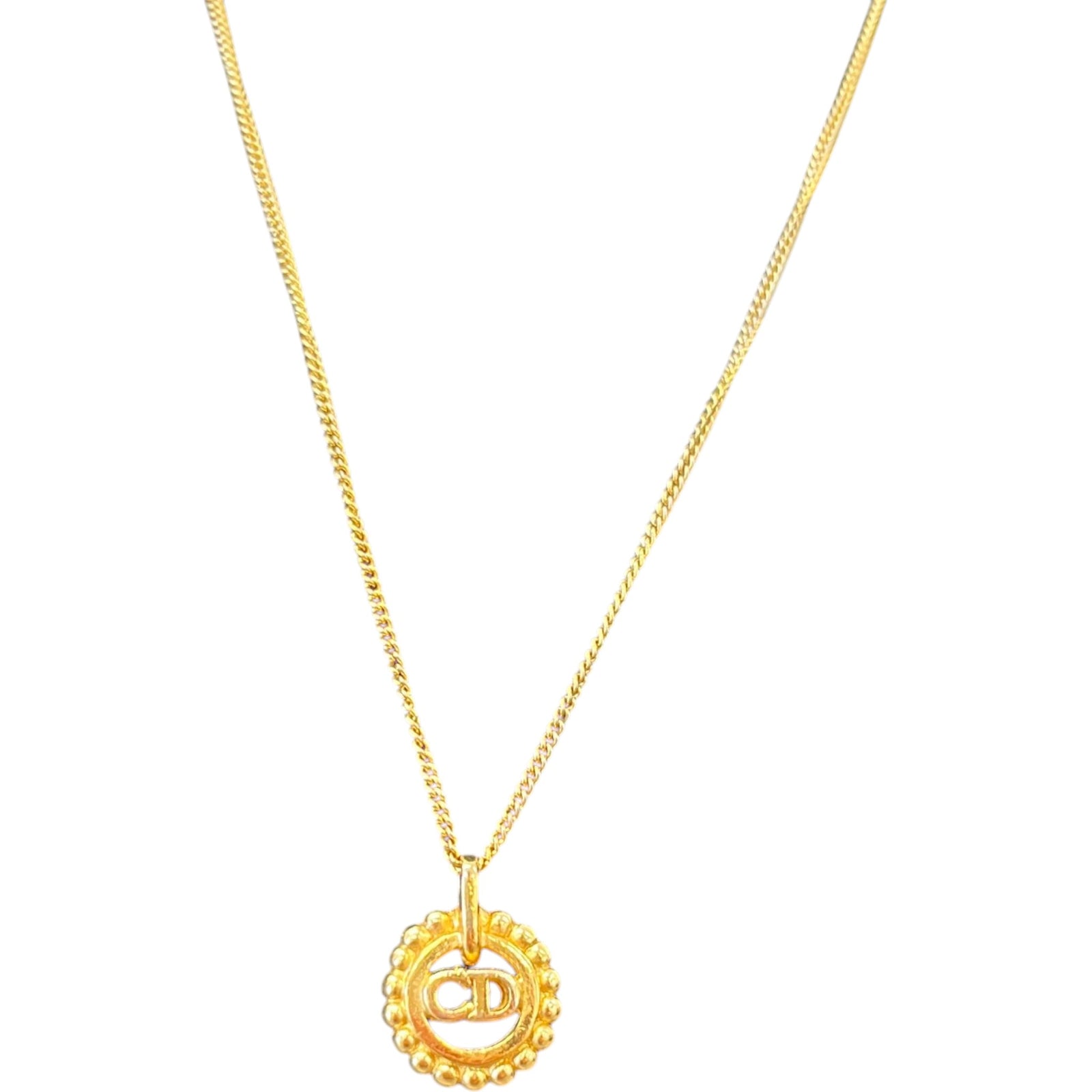 Women's CD Logo Pendant Necklace Gold - Photo 1