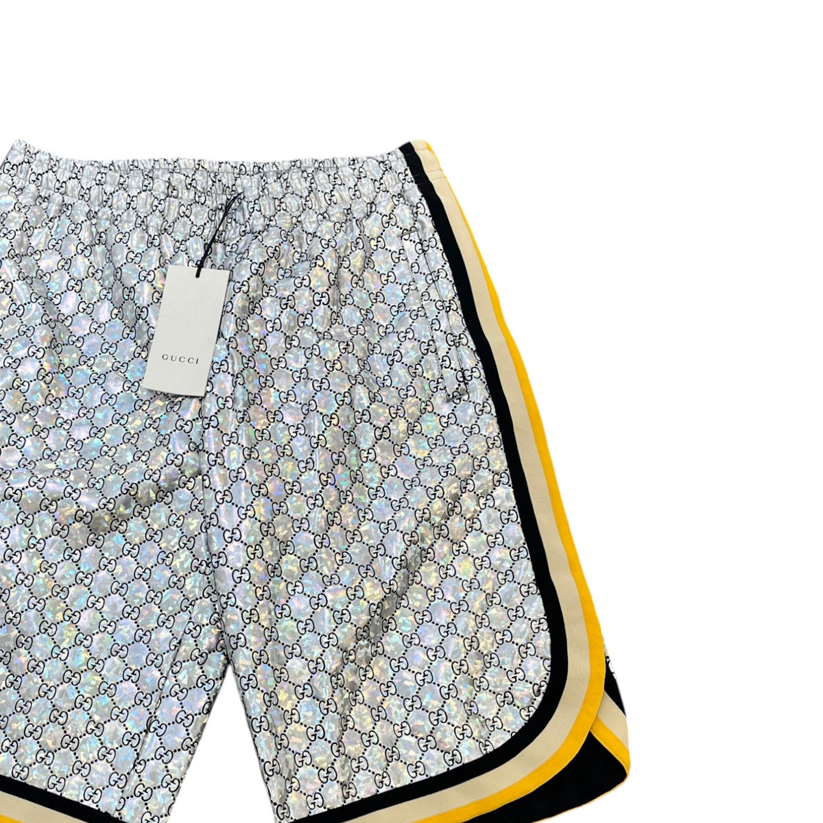 Men's GG Holographic Monogram Logo Shorts Silver Size M / W32 - Photo 3