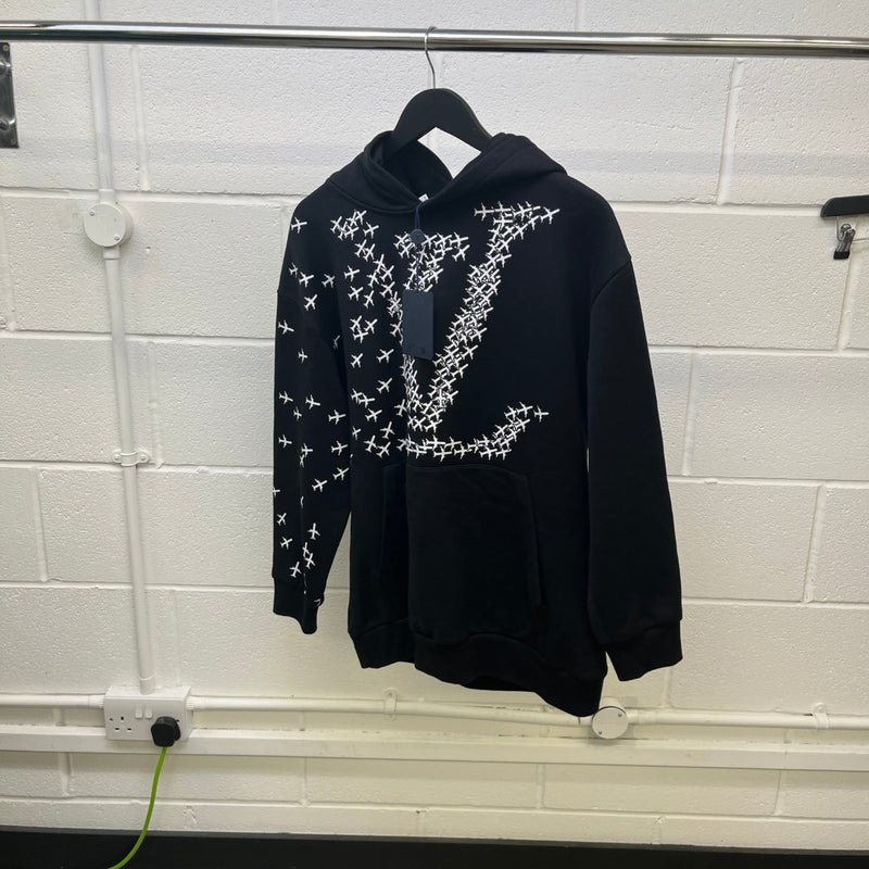 Men's Lv Planes Hoodie Black Size M