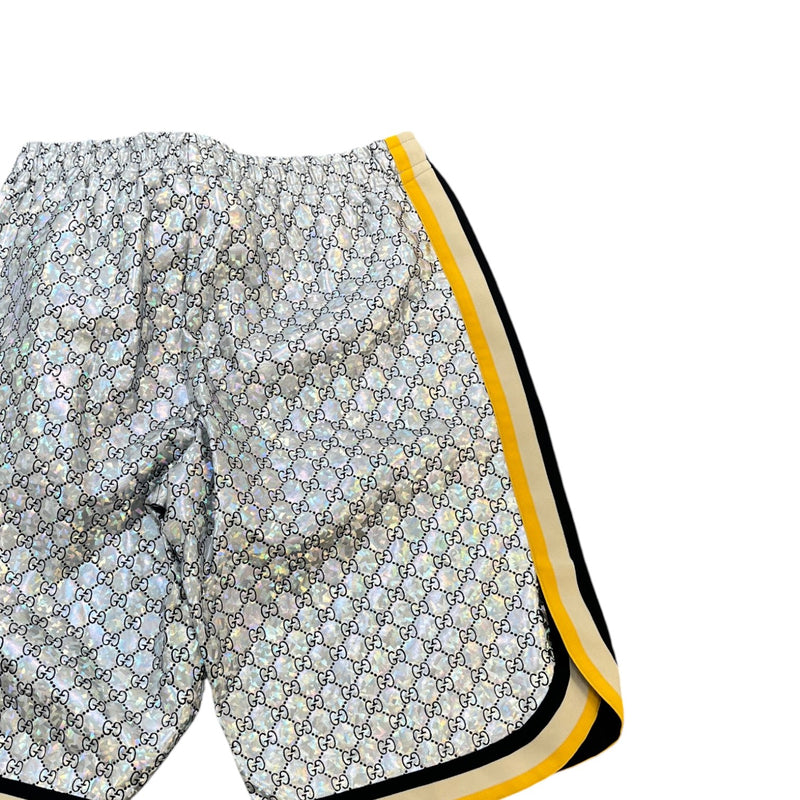 Men's GG Holographic Monogram Logo Shorts Silver Size M / W32